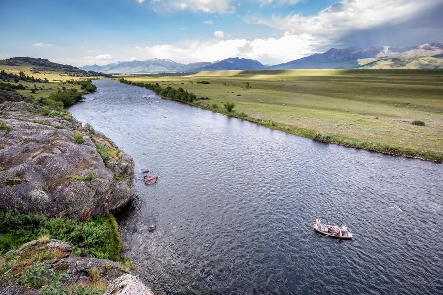 Boats are an important tool for accessing this large navigable river. If boats are banned in the wade areas as a method of accessing the river for fishing we will lose a significant amount of public access to the river. Although this photo is from the float fishing reach - take a look at the banks on both sides. If you were fishing this on foot you would have to frequently walk above the high water mark, or inside the river to move up or downstream. If this were private land (this reach is public), you wouldn't be able to walk around the big rocks or the clusters of bushes and would be foreced to wade through the water most of the time - not an easy task!