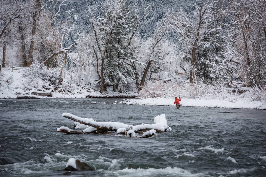 Winter fishing trips Gallatin River winter fly fishing guides