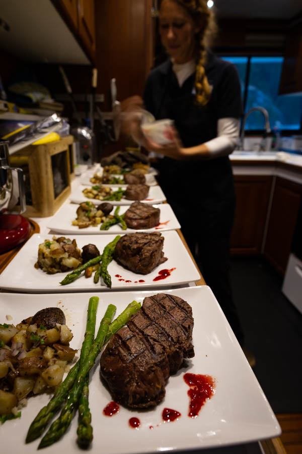 meals on the Viaggio After a long day hiking up rugged back country streams, it was a great treat to enjoy some great meals each evening back on the Viaggio