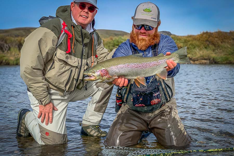 Drew landed this heavy rainbow on the Moraine early in the trip. The Moraine is located in Katmai National Park and is famous for both its massive rainbow trout and its spectacular bear viewing