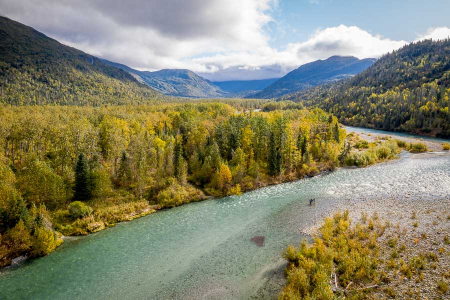 The Iliamna River's beautiful turquoise waters were filled with pods of bright red salmon. One of the most beautiful rivers in the region!