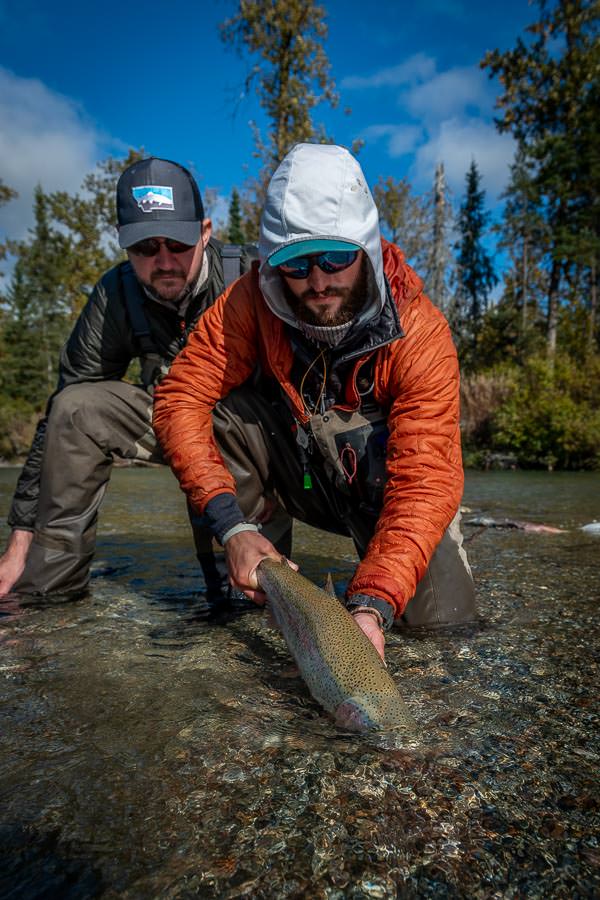 Although the Iliamna is best know for its big char. Ben also managed to land this heavy rainbow that ran him well into the backing