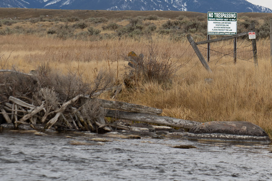 The land above and below the state land at the "Big Bend" is heavily posted and difficult to wade inside the high water mark