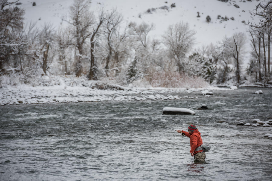 Winter Fishing on the Gallatin River Montana "There are some huge deep holes in the Gallatin Canyon but I like to focus on the tailouts and deep, choppy riffles.