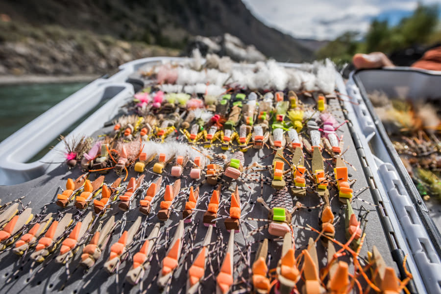 Montana Fly Box full of Hoppers "Also all of these make for a big high calorie meal for trout and a lot of times can get some of the bigger trout to eat off the top."