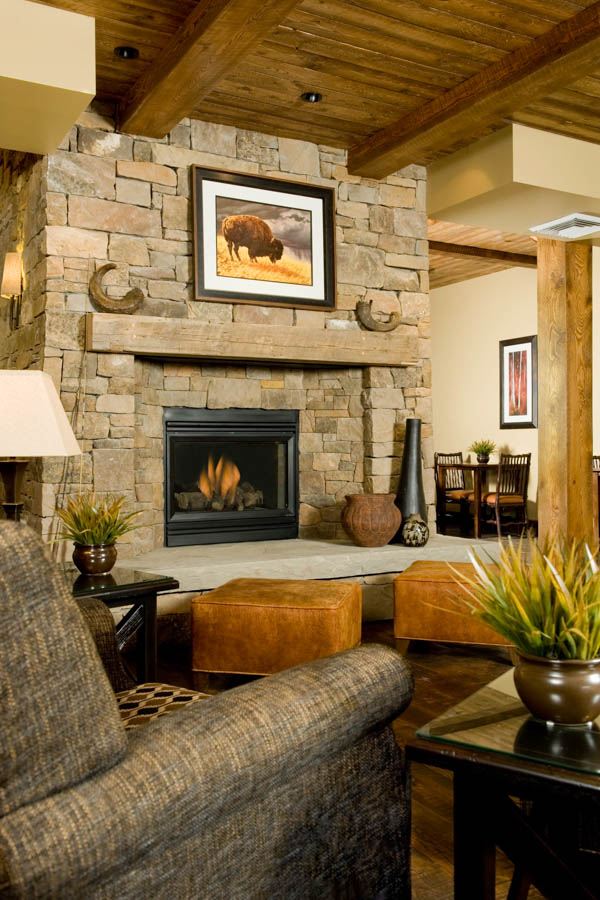 Lobby Fire Place Bozeman Fly Fishing Packages