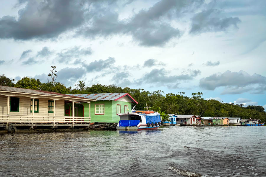 A floating village on the Amazon River near Manaus