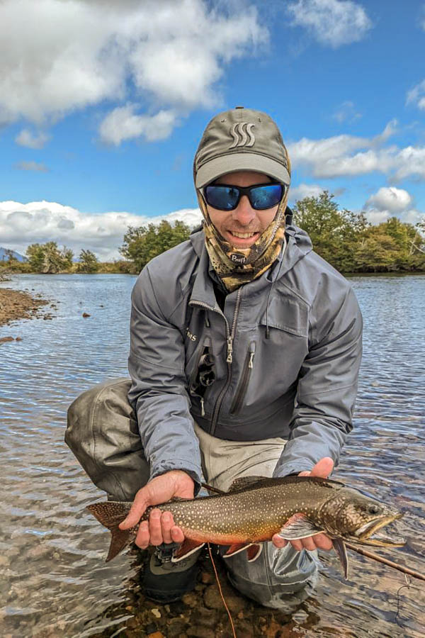 Corey with a nice brook trout caught on the Rio Corcovado