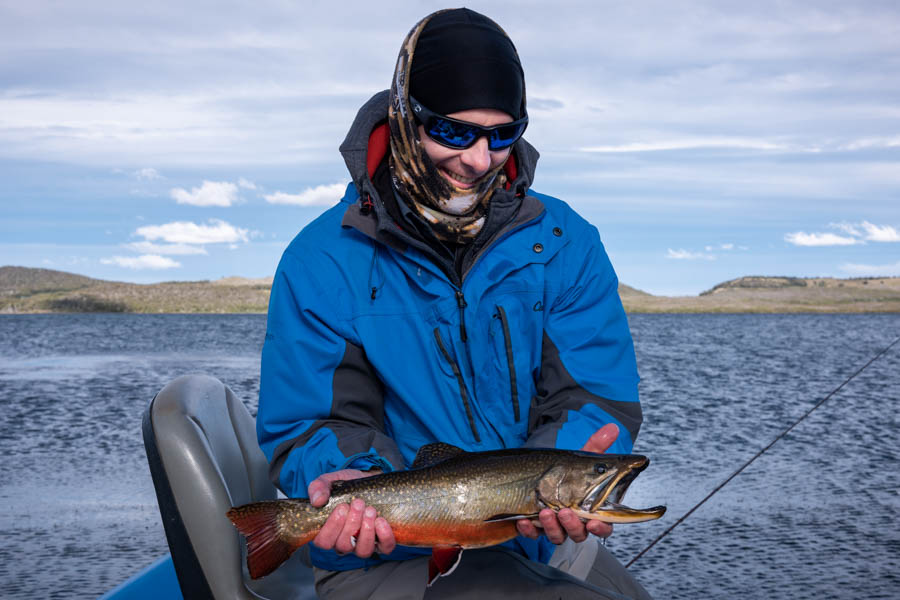 Corey holds one of the biggest brook trout of his life, not bad for a guy from Maine