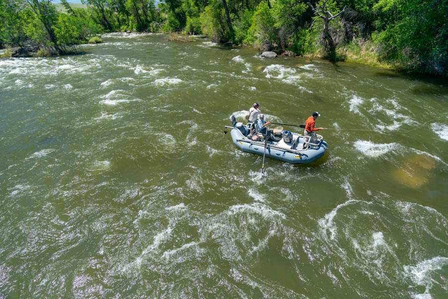 Floating boulder river