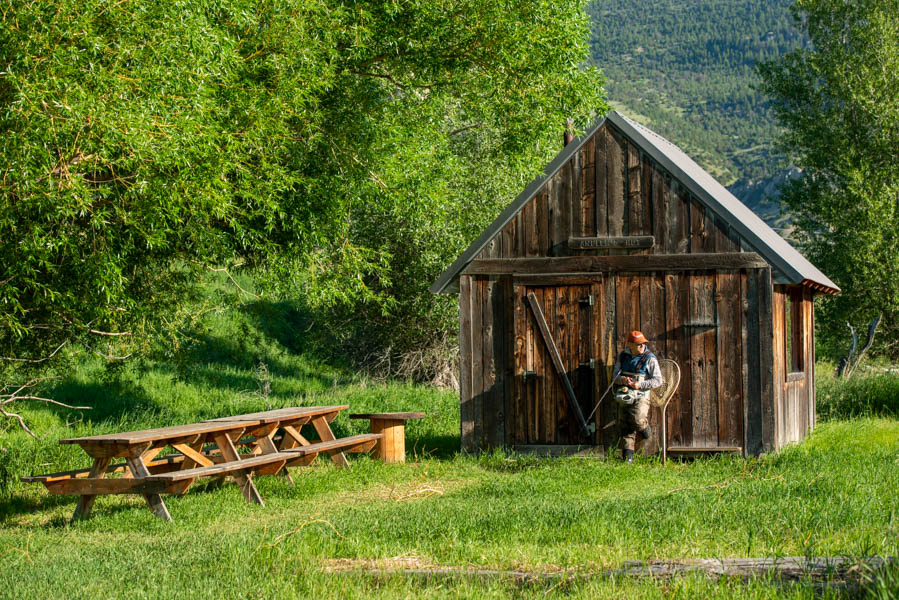 Taking a break during a day of fishing on DePuy Spring Creek