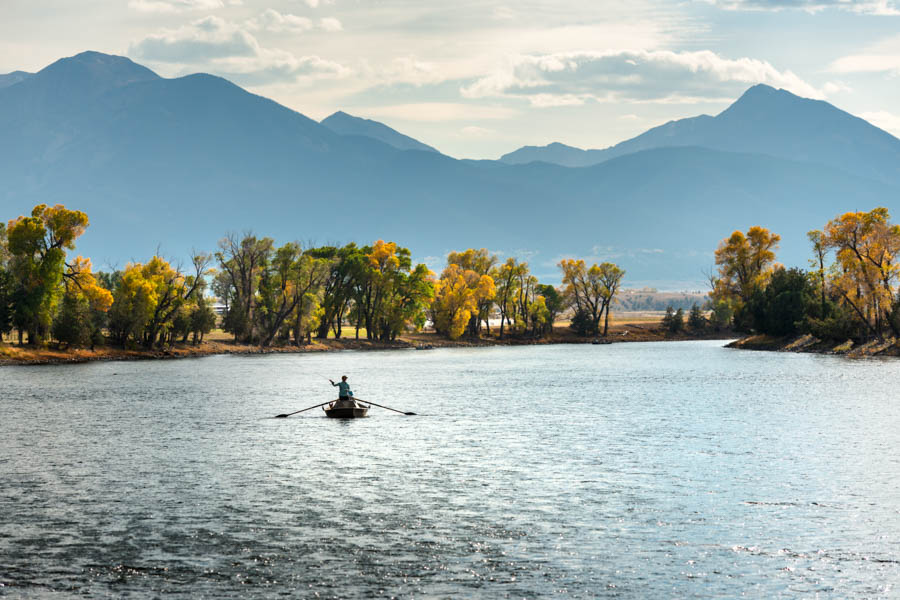 An angler cast on the Yellowstone River in Paradise Valley