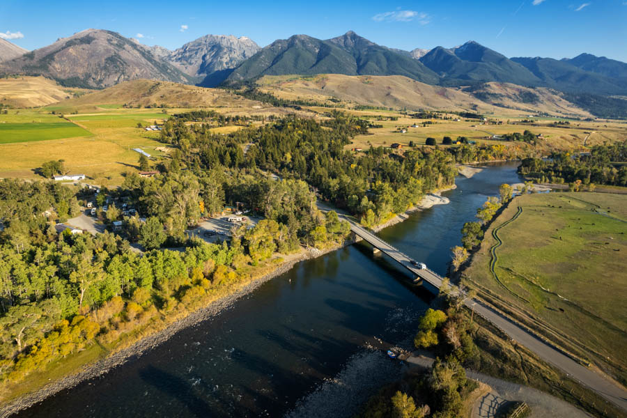 The Yellowstone River flows through Pine Creek in Paradise Valley