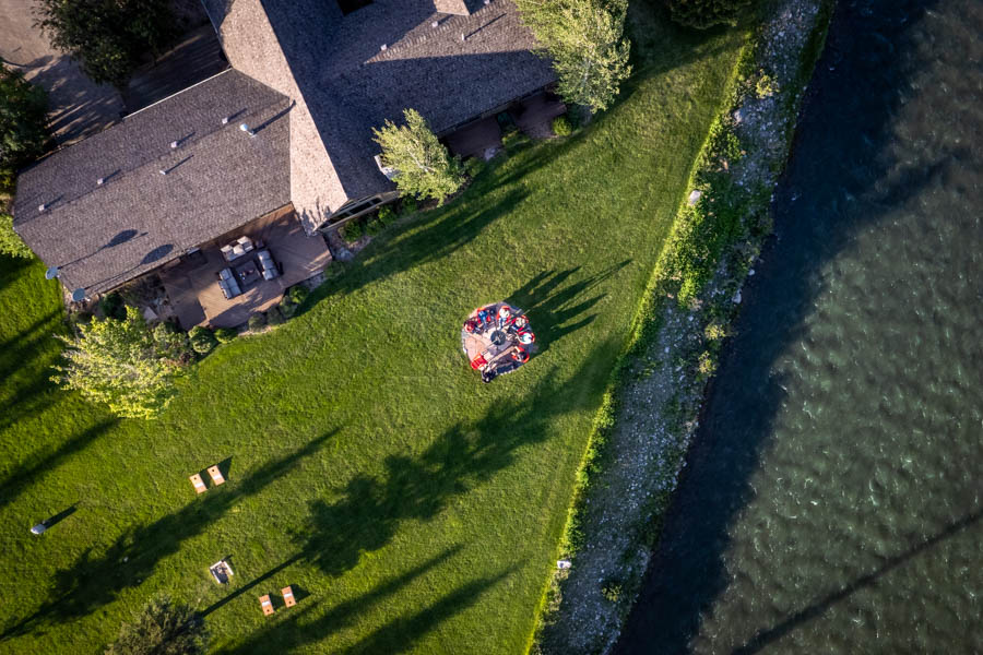 Madison River Lodge evening fire
