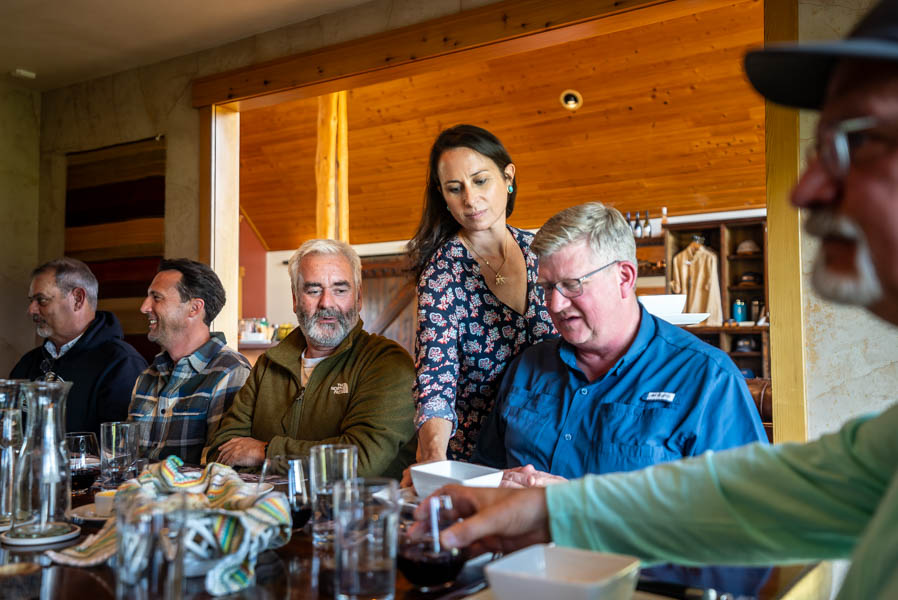 Montana fishing lodge dining evening