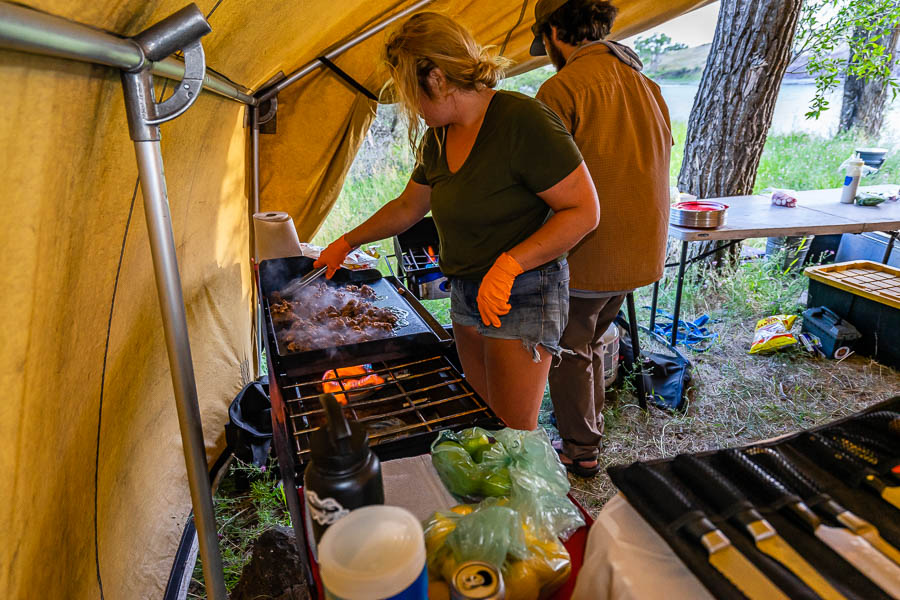 Montana prepping dinner
