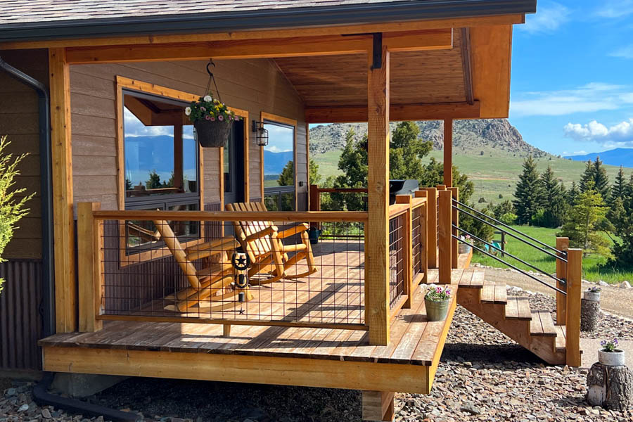 Little Juniper porch side Private Ennis vacation rental