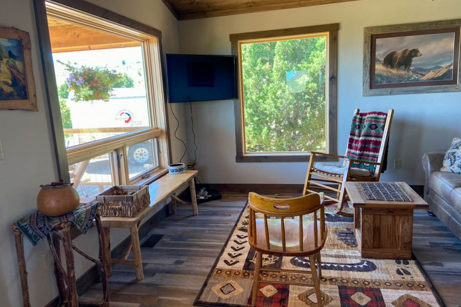 Little Juniper living room area Madison River cabin