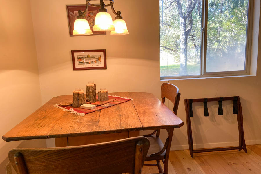 Riverbend House dining table Madison River vacation home