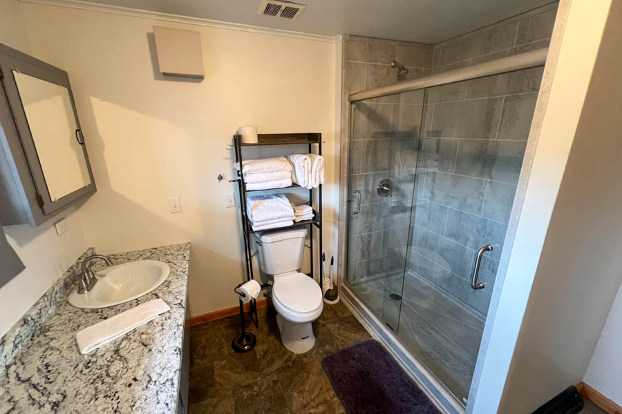 Fox Den bathroom Madison River rental house