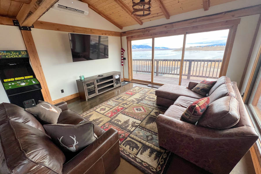 Fox Den TV room Madison River rental home