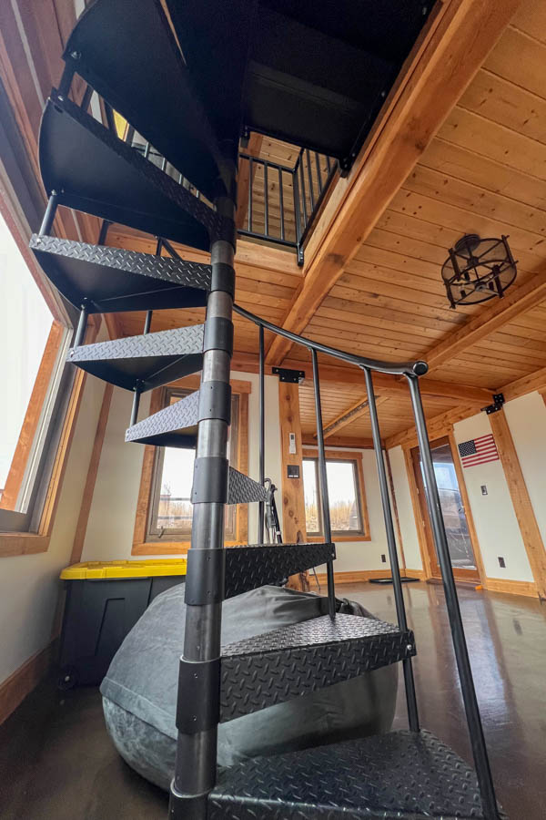 Fox Den spiral staircase Scenic Montana vacation rental