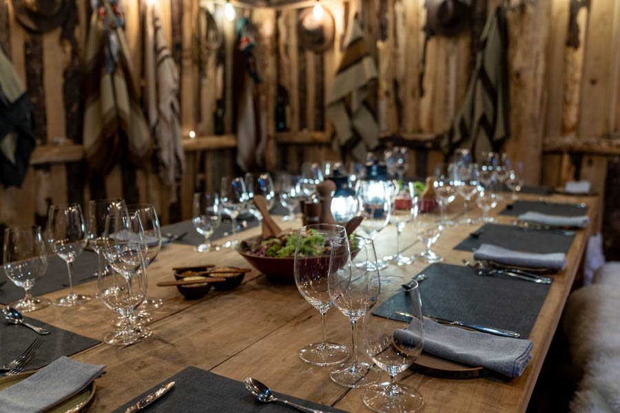 Place setting in Chile fly fishing lodge