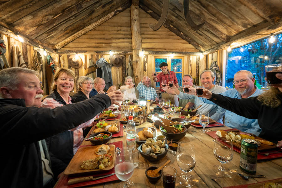 asado night in Chile at fishing lodge