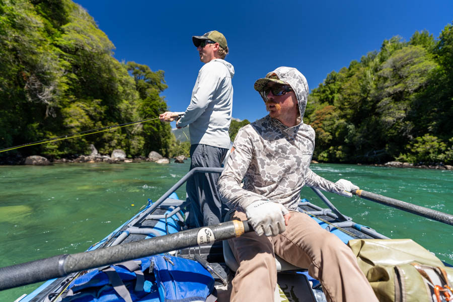 Fly casting in Chile at lodge