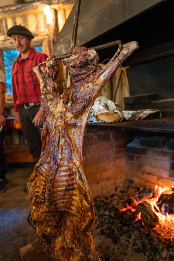 Chile lamb asado at fishing lodge