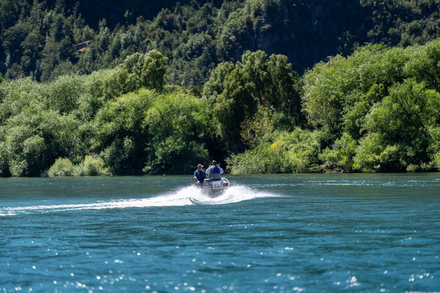Chile jet boat lake fishing