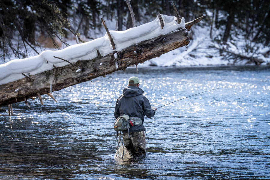 Fly fishing in winter near Bozeman and Big Sky