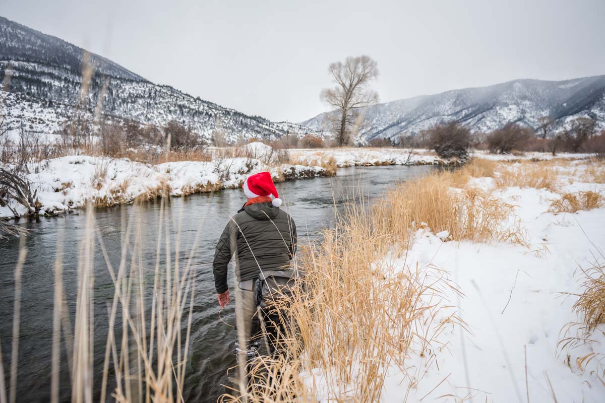 Winter fly fishing on the Paradise Valley Spring Creeks near Bozeman, Montana