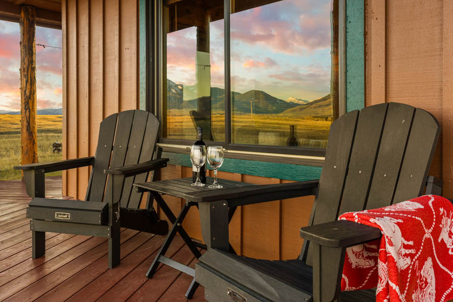 Montana Vacation Rental Home Livingston Blackhawk Cabin porch