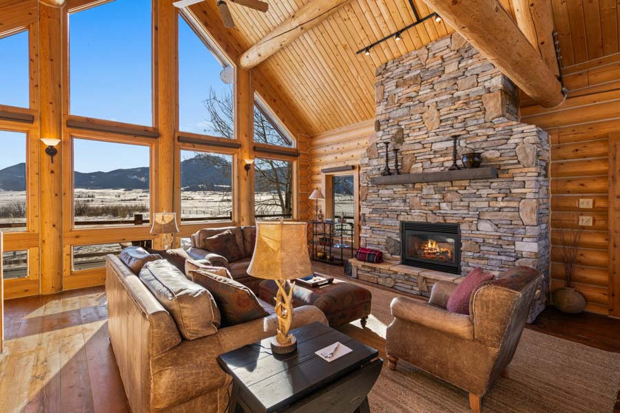 Livingston Vacation Rental Home the Chalet fireplace