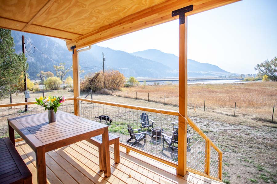 Yellowstone River Rental Home Evergreen House porch