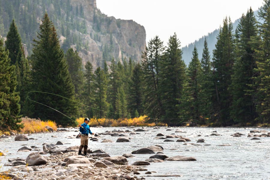 Fly fishing the Gallatin River in the fall